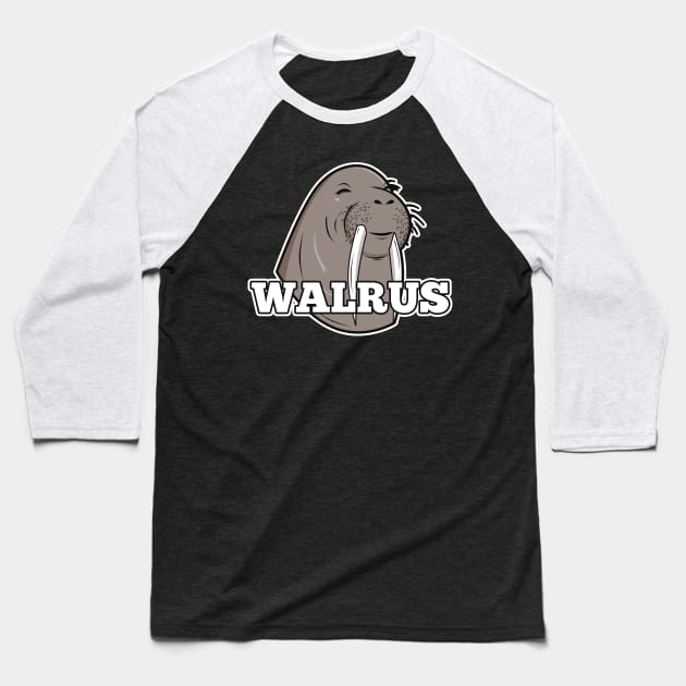 Funny Walrus Baseball T-Shirt by Imutobi